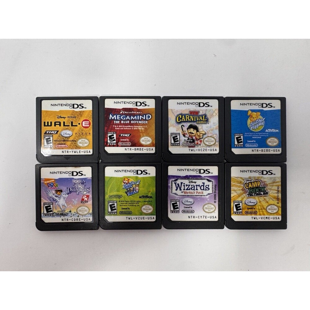 Nintendo DS Game Lot of 8 Cartridge Only Kids Family Disney Dora Wall-E Tested